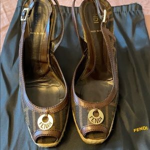 Fendi sling Back Open Toe Espadrille